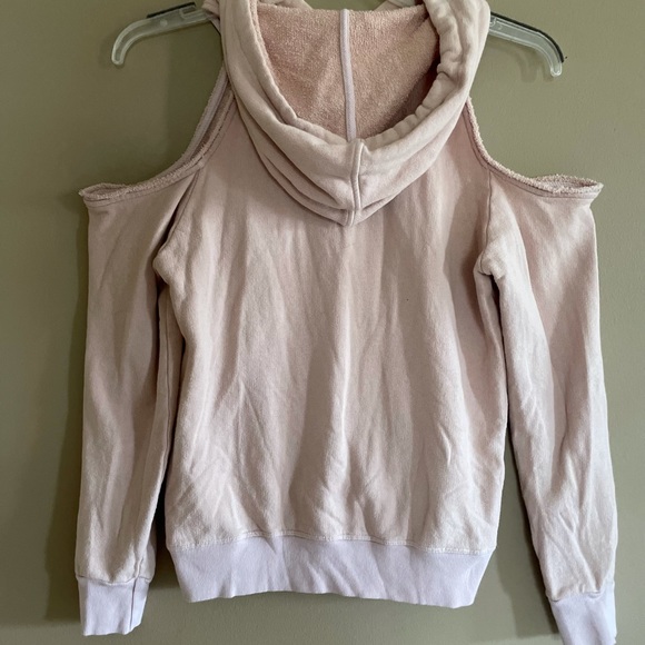 Splendid Blush Pink Open Shoulder Hooded Sweatshirt. Size S - Picture 4 of 6
